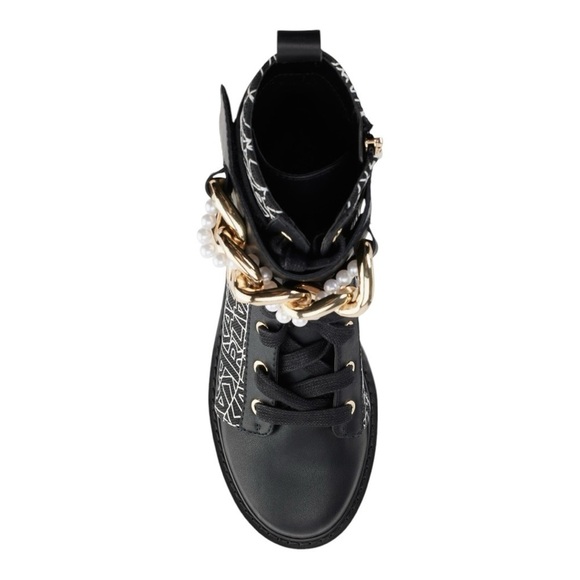 Karl Lagerfeld Women's Black Maxi Chain Lug Sole Combat Boots Size 5M - Picture 4 of 12